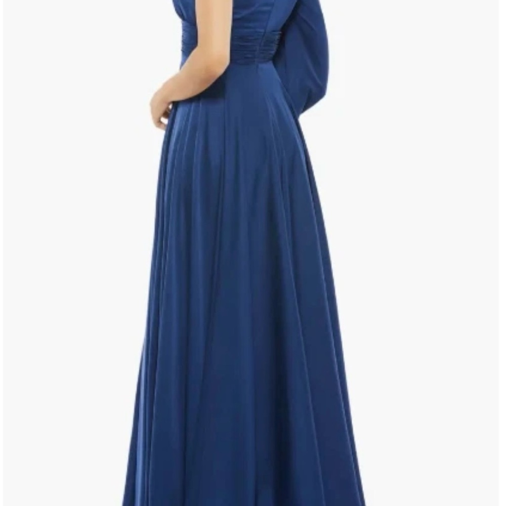 Mac Duggal NWT #67866 One-Shoulder Bishop Sleeve Royal Blue Flowy Gown Size 0 - Picture 4 of 11